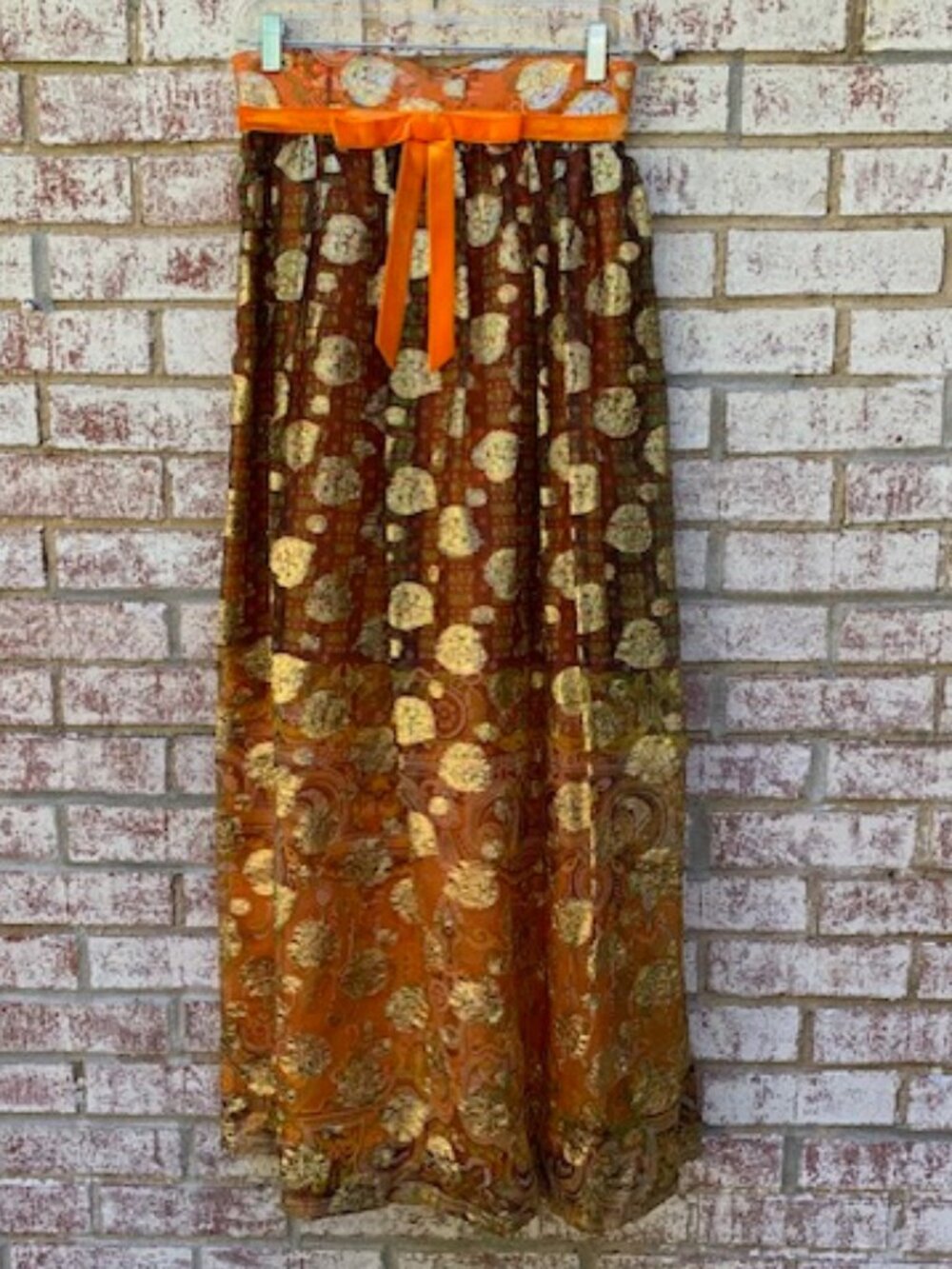 Vintage 1970s orange and gold skirt